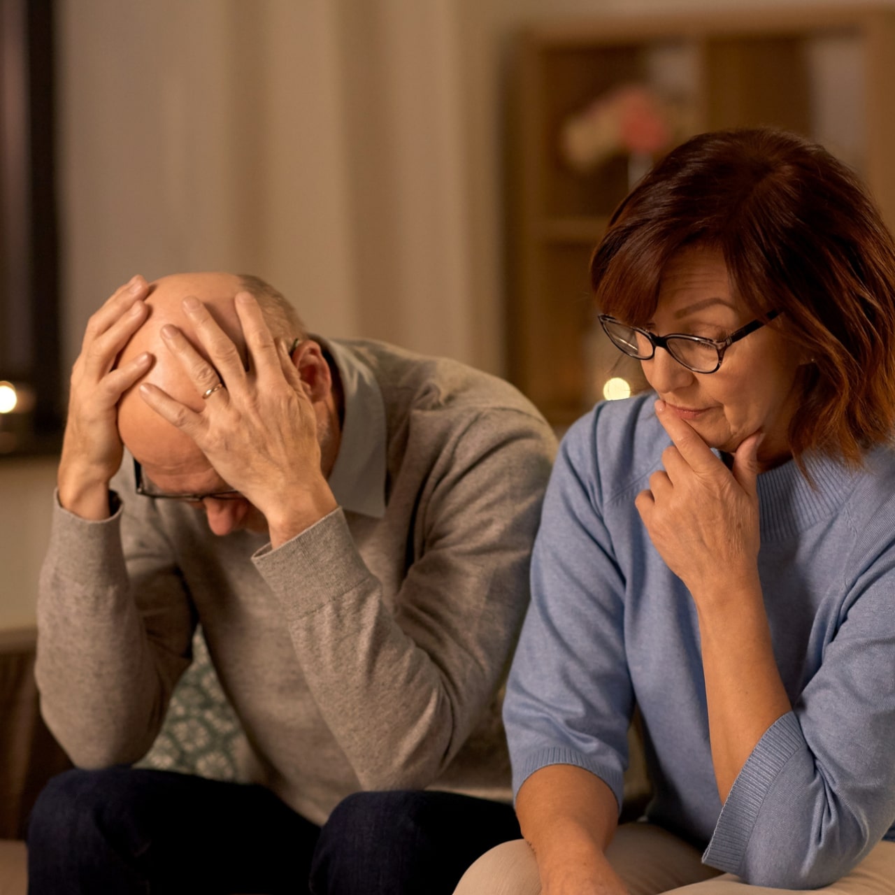 Photo of a disconnected couple before they begin online couples counseling.
