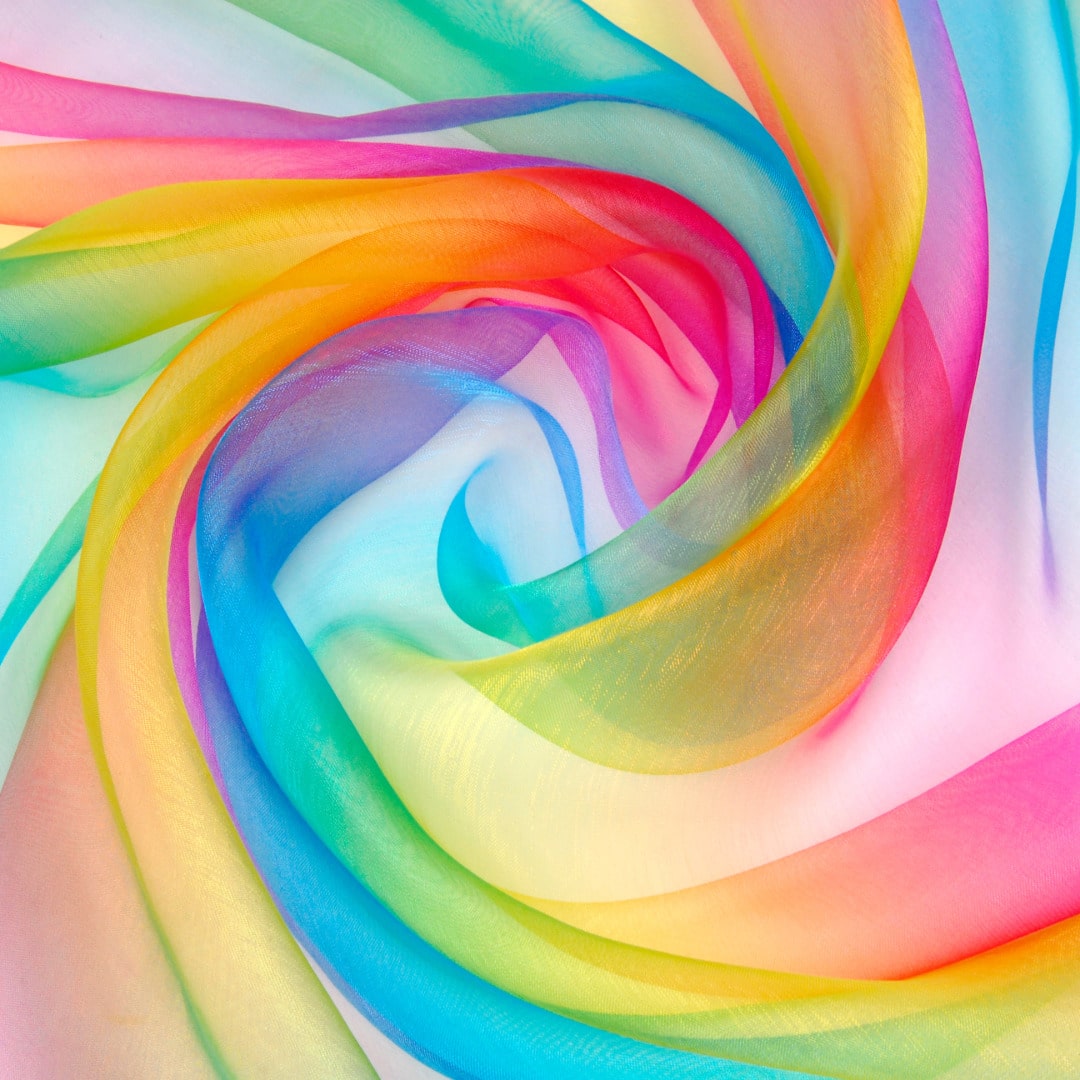 A rainbow swirl of multicolored ribbons to represent an inclusive therapist.