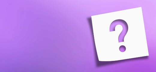 questions about ADHD A light purple gradient backgroung with a square white paper with a cut-out question mark for questions about ADHD.